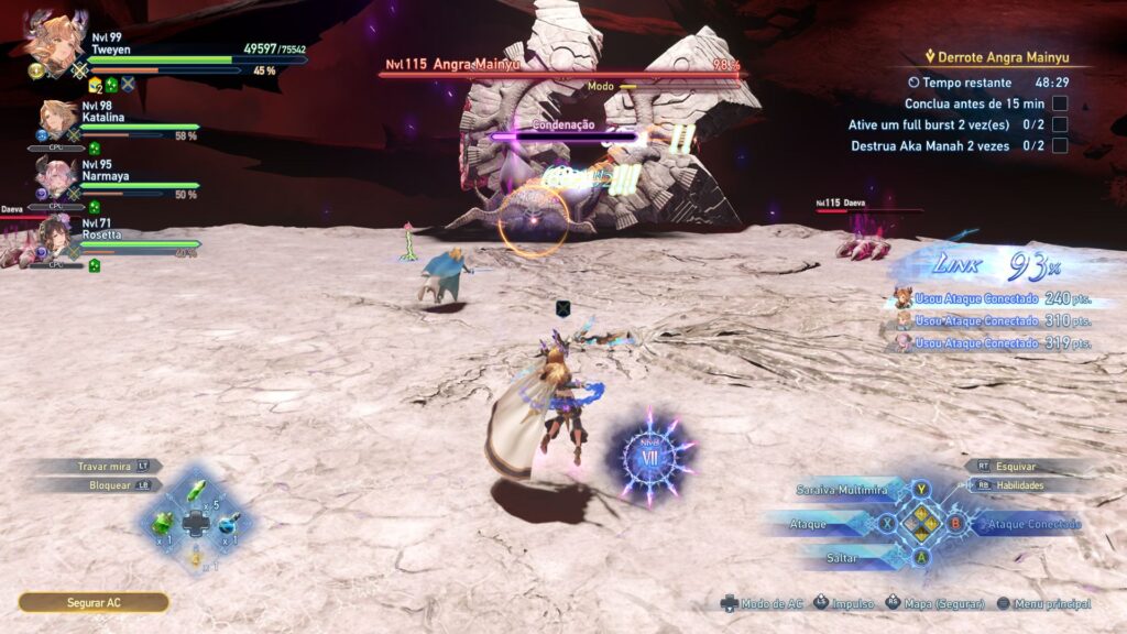 Granblue Fantasy: Relink - Endless Ragnarok: grande batalha de nível Extremo, contra Angra Mainyu.
