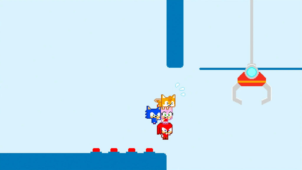 Sonic Pico Park: saltando sobre botões e superando plataformas e novos elementos da tela, descobertos na prática.